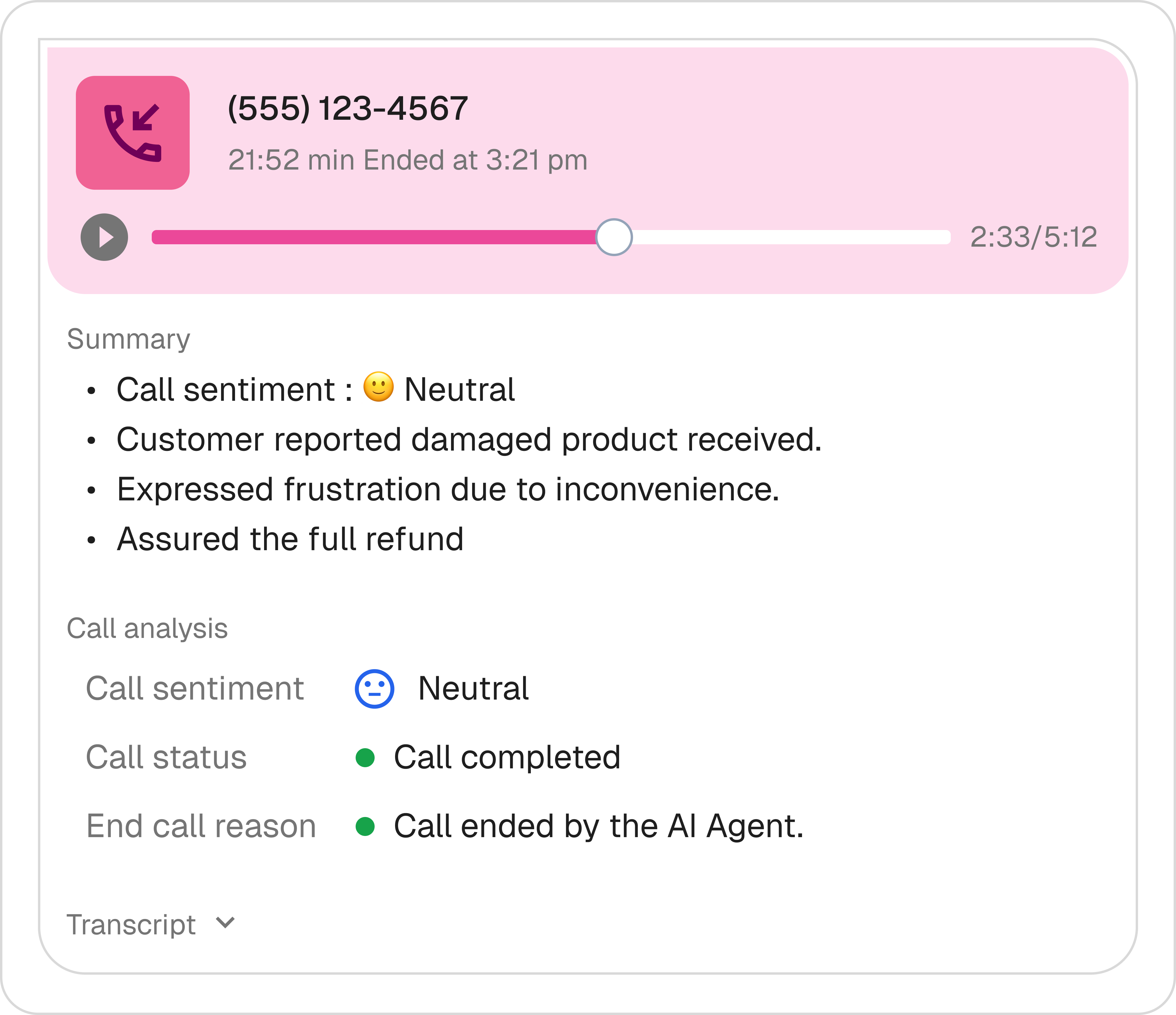 Actionable Call Insights